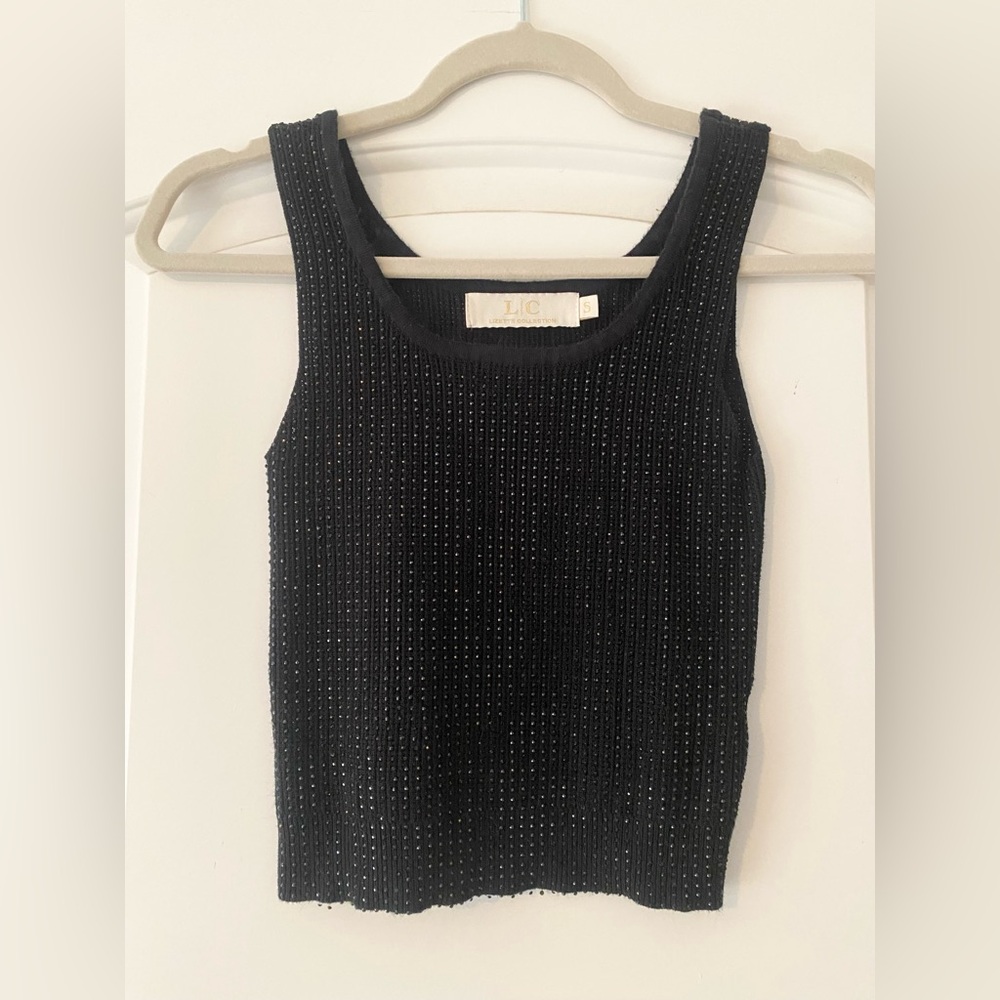 Lizette Collection Black Jeweled Tank Top